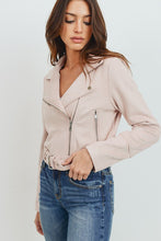 Load image into Gallery viewer, Taupe Faux Suede Moto Jacket