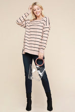 Load image into Gallery viewer, Oatmeal Striped Long Sleeved Sweater
