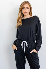 Load image into Gallery viewer, Long-Sleeved Wide Neck Jumpsuit with Pockets