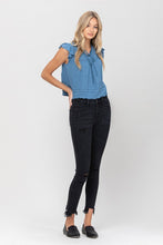 Load image into Gallery viewer, Black Distressed Crop Skinny Jeans