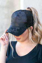 Load image into Gallery viewer, Camo Messy Bun Hat