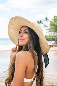 Wide Brim Sun Hat with Bow