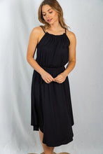 Load image into Gallery viewer, Ruched Neckline Sleeveless Black Dress