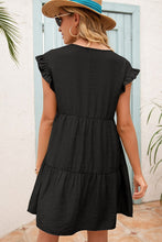 Load image into Gallery viewer, Black V-Neck Flutter Sleeve Dress