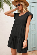 Load image into Gallery viewer, Black V-Neck Flutter Sleeve Dress
