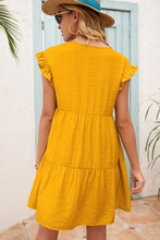 Load image into Gallery viewer, Mustard V-Neck Flutter Sleeve Dress