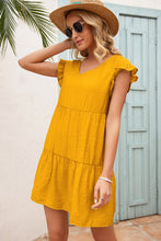 Load image into Gallery viewer, Mustard V-Neck Flutter Sleeve Dress