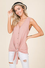Load image into Gallery viewer, Tie-Front V-Neck Button Down Tank