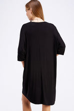 Load image into Gallery viewer, 3/4 Sleeve Hi Low Black Dress