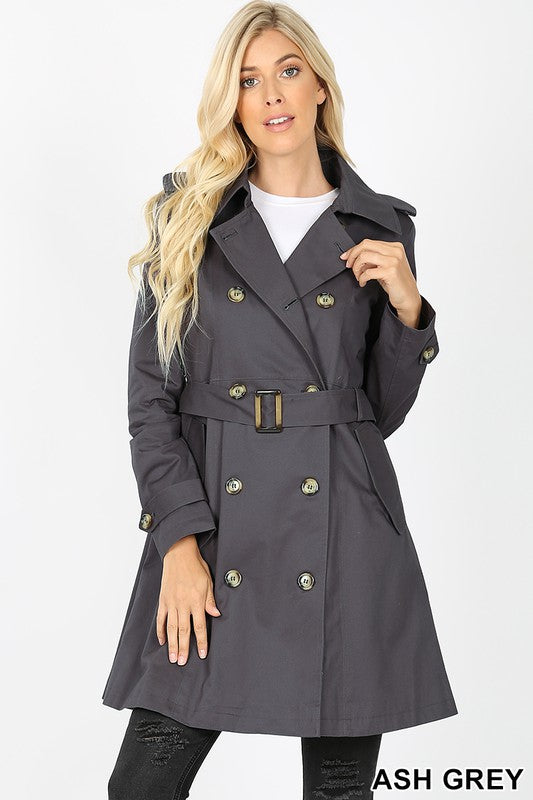 Double Breasted Cotton Twill Thigh Length Trench Coat – Revival