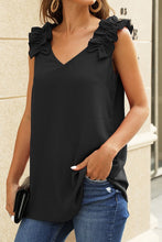 Load image into Gallery viewer, Sleeveless V-Neck Top with Ruffle Detail
