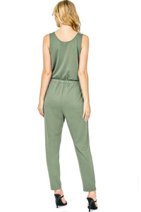Sleeveless Jumpsuit in Dusty Olive