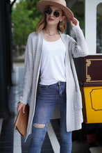 Load image into Gallery viewer, Light Grey Waffle Knit Long Open Cardigan