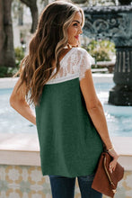 Load image into Gallery viewer, Green and White Lace Knit Tank