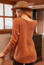 Load image into Gallery viewer, Rust V-Neck Waffle Top