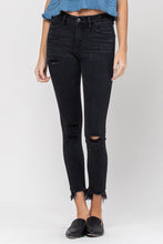 Load image into Gallery viewer, Black Distressed Crop Skinny Jeans