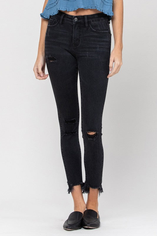 Black Distressed Crop Skinny Jeans