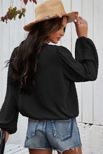 Load image into Gallery viewer, Black Long-Sleeved Dotted Wrap Top