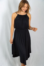 Load image into Gallery viewer, Ruched Neckline Sleeveless Black Dress