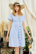 Load image into Gallery viewer, Striped Button-Down V-Neck Midi Dress