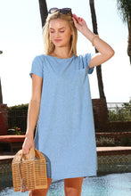 Load image into Gallery viewer, Light Blue Ribbed Short Sleeved Dress