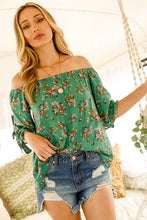 Load image into Gallery viewer, Green Floral Off-Shoulder Top
