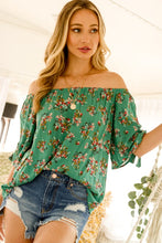 Load image into Gallery viewer, Green Floral Off-Shoulder Top