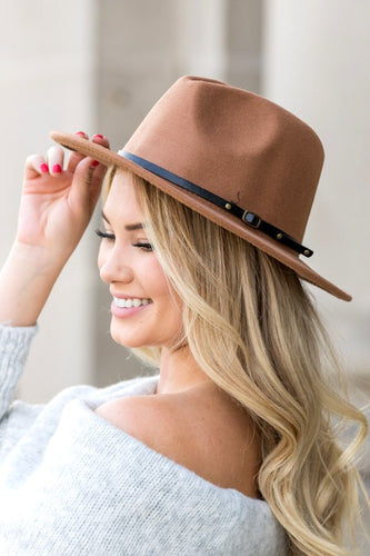 Coffee Brown Buckle Accent Fedora