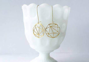 A Tea Leaf Jewelry - Faceted Geometric Sphere Earrings | Brass