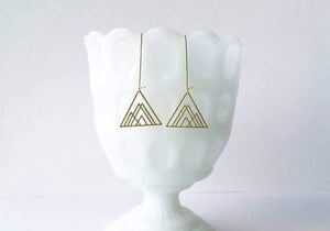 A Tea Leaf Jewelry - Overlapping Triangles Earrings | Brass