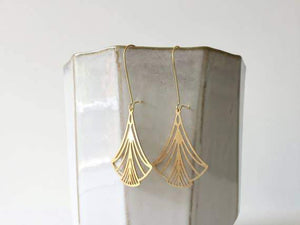 A Tea Leaf Jewelry - Art Nouveau Triangles Earrings | Brass