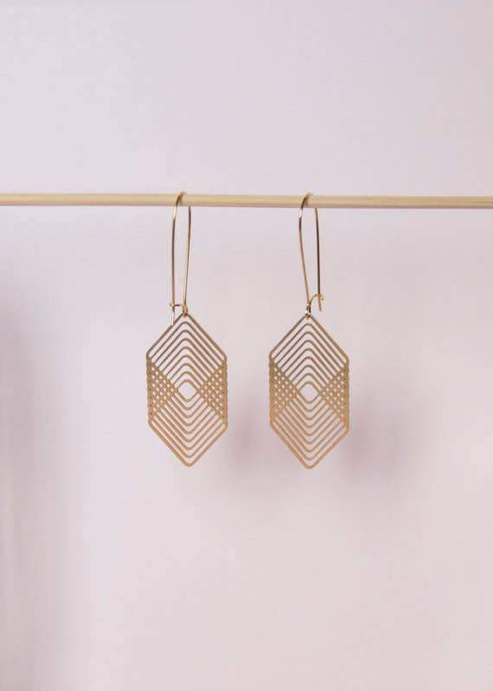 A Tea Leaf Jewelry - Overlapping Squares Earrings | Brass