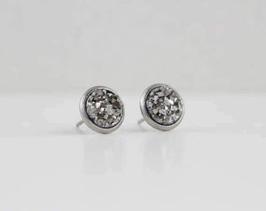 A Tea Leaf Jewelry - Dark Pewter Silver Druzy Crystal Earrings