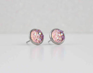 A Tea Leaf Jewelry - Pink Lemonade Druzy Crystal Earrings