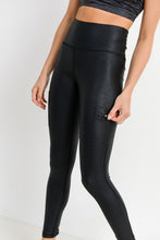 Load image into Gallery viewer, Black Faux Leather Zip Pocket Leggings