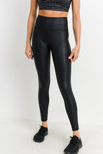 Load image into Gallery viewer, Black Faux Leather Zip Pocket Leggings