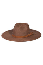 Load image into Gallery viewer, Brown Wide Brim Straw Fedora Hat with Brown Belt