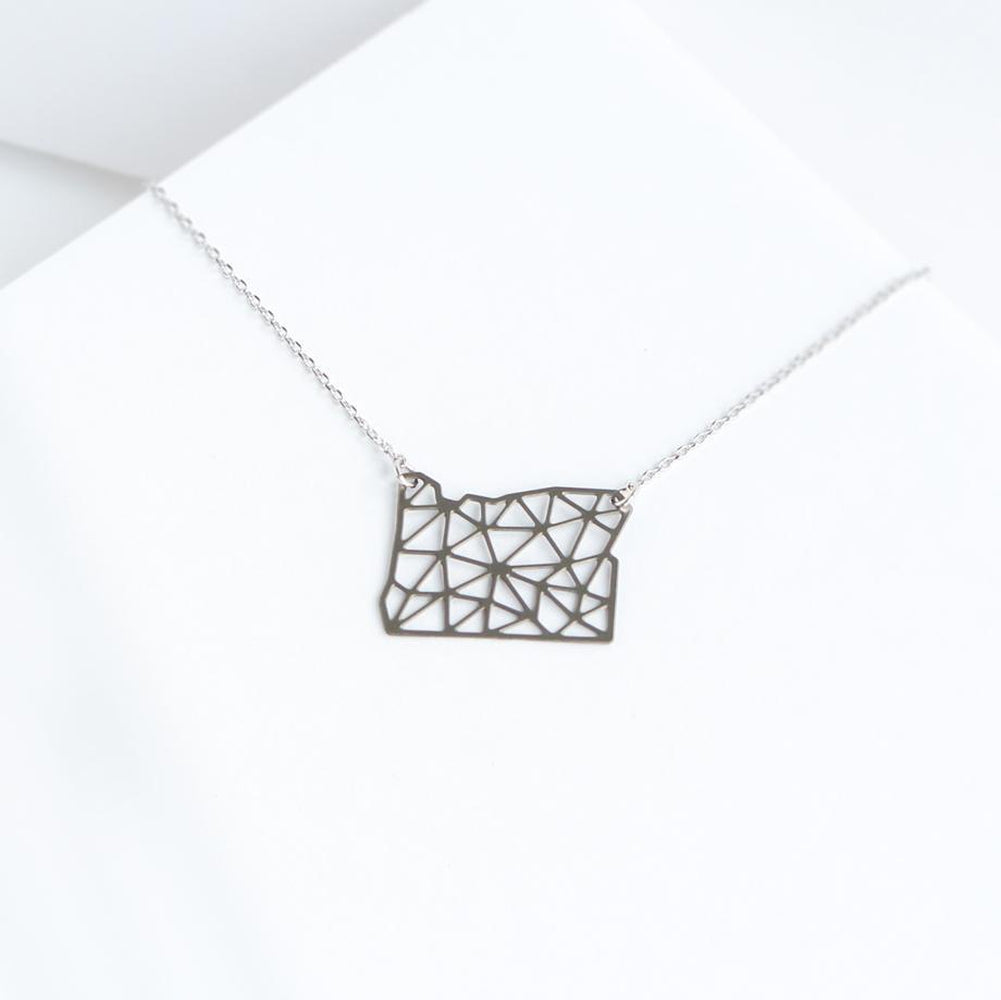 A Tea Leaf Jewelry - Oregon State Geometric Necklace | Stainless Steel