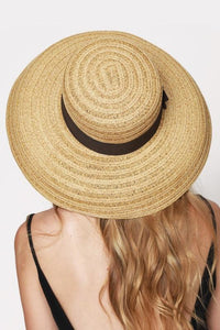 Straw Sun Hat With Contrast Ribbon
