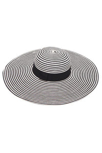 Straw Wide Brim Sun Hat With Black Ribbon