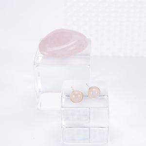 A Tea Leaf Jewelry - Rose Quartz Stone Earrings | Sterling Silver