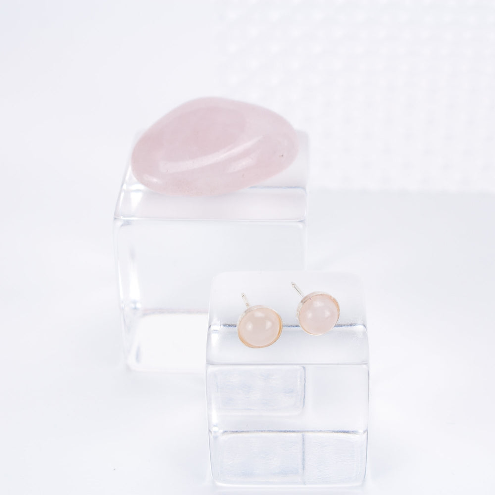A Tea Leaf Jewelry - Rose Quartz Stone Earrings | Gold Filled