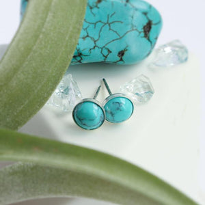 A Tea Leaf Jewelry - Turquoise Stone Earrings | Sterling Silver