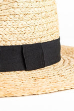Load image into Gallery viewer, Straw Panama Hat With Black Ribbon Accent