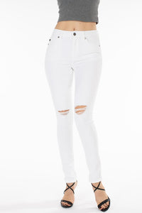 White High Rise Distressed Skinny Jeans