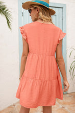 Load image into Gallery viewer, Coral V-Neck Flutter Sleeve Dress
