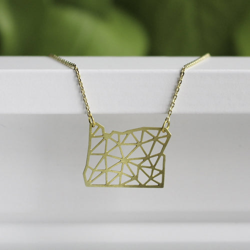 A Tea Leaf Jewelry - Oregon State Geometric Necklace | Brass