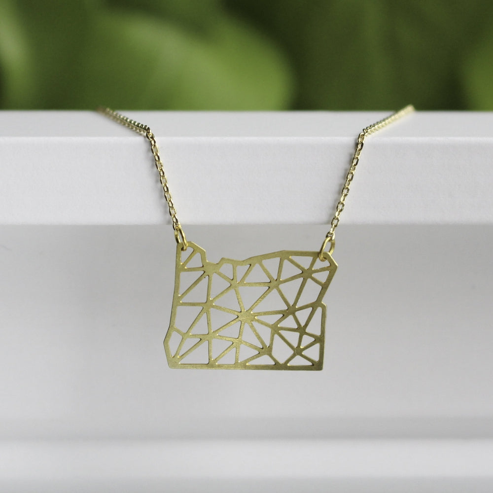 A Tea Leaf Jewelry - Oregon State Geometric Necklace | Brass