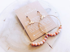 Cecelia Designs Jewelry - Gemstone Hoop Earrings Peach Pink