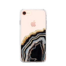 Load image into Gallery viewer, The Casery - Black &amp; Gold Agate iPhone Case